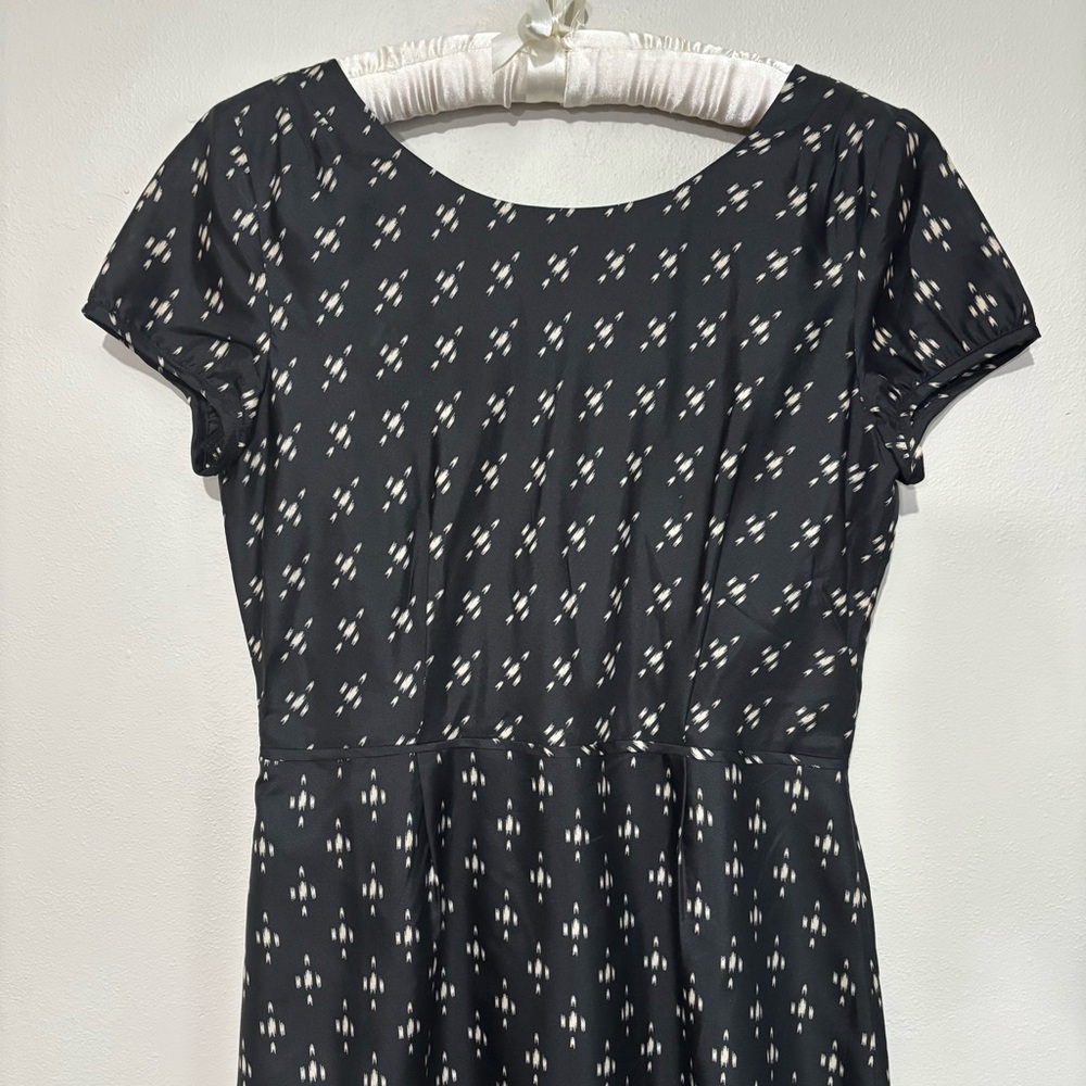 J. Crew Short Sleeve Silk Mini Dress Size 6 Abstract Polka Dots Print Scoop Neck - Picture 7 of 10